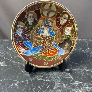 Wales China Japan Satsuma Immortals Deep Saucer Hand-painted Moriage